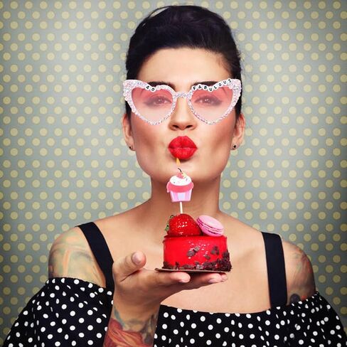 40th Birthday Glasses for Women - Pink 40 & Fabulous Shiny Diamond Pearl Sunglasses for Women 40th Birthday Party Supplies in Saudi Arabia