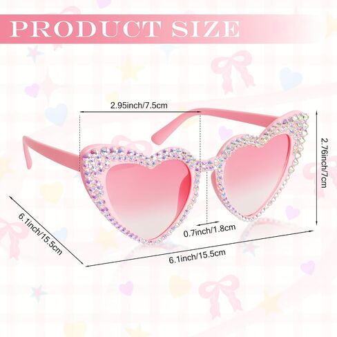 2 Pack Bling Heart Sunglasses Rhinestone Love Shape Sun Glasses Cute Party Accessories Eye Protection for Women Wedding Bridal Shower Birthday Gift in Saudi Arabia