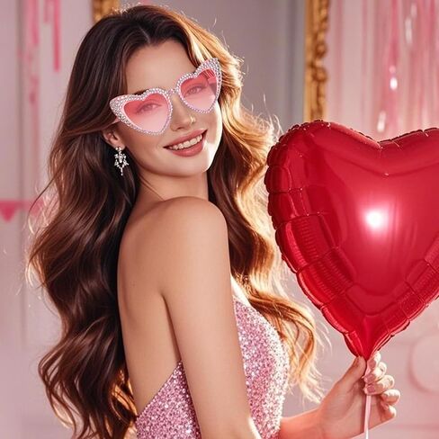 2 Pack Bling Heart Sunglasses Rhinestone Love Shape Sun Glasses Cute Party Accessories Eye Protection for Women Wedding Bridal Shower Birthday Gift in Saudi Arabia