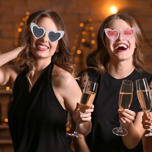 2 Pack Bling Heart Sunglasses Rhinestone Love Shape Sun Glasses Cute Party Accessories Eye Protection for Women Wedding Bridal Shower Birthday Gift in Saudi Arabia
