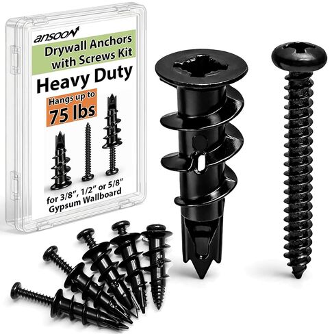 Ansoon Zinc Self-Drilling Drywall Anchors, Hollow Metal Wall Anchors and Screws Kit, 10 Heavy Duty Anchors + 10#8 x 1-1/4'' Screws for Hanging and Mounting， 20 Pieces All Together in Saudi Arabia