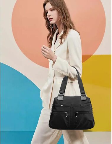RNIEGA Tote Bag for Women Large Capacity Nylon Handbag Portable Zippered Casual Bag Multiple Color Purse for Travel, Work in Saudi Arabia