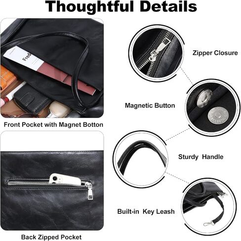 Large Tote Bag for Women 16L Work Tote Purse with Zipper Vegan Leather Ladies Handbags in Saudi Arabia