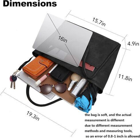 Large Tote Bag for Women 16L Work Tote Purse with Zipper Vegan Leather Ladies Handbags in Saudi Arabia