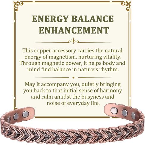 BioMag Magnetic Copper Bracelet for Women Men, 99.99% Pure Copper Cuff Bangle with 6 Pcs 3500 Gauss Magnets, Adjustable Jewerly Gift in Saudi Arabia