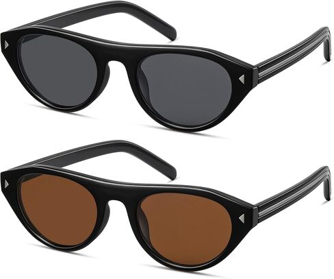Retro Oval Sunglasses for Women Men Trendy Small Cat Eye Sun Glasses with UV400 Protection CL015 in Saudi Arabia