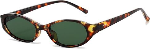 Retro Oval Sunglasses for Women Lightweight Narrow Cat Eye Sunnies Trendy 90s Y2k Shades in Saudi Arabia