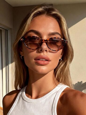 1 Pair Oval Rivet Fashion Sunglasses For Women, Suitable For Daily Wear, Music Festivals And Holiday Gifts in Kuwait