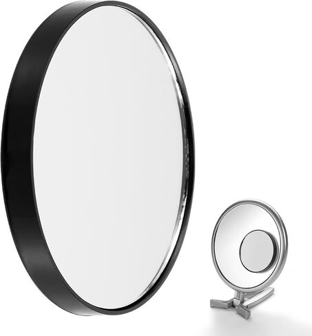 HEALLILY 3.46 Inch 5X Magnifying Mirror with 2 Suction Cups Compact Round Wall-Mounted Makeup Mirror for Bathroom Vanity and Travel Use in Kuwait