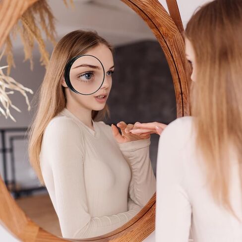 HEALLILY 3.46 Inch 5X Magnifying Mirror with 2 Suction Cups Compact Round Wall-Mounted Makeup Mirror for Bathroom Vanity and Travel Use in Kuwait