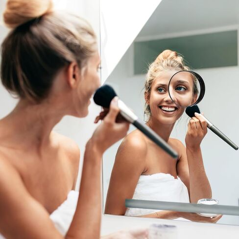 HEALLILY 3.46 Inch 5X Magnifying Mirror with 2 Suction Cups Compact Round Wall-Mounted Makeup Mirror for Bathroom Vanity and Travel Use in Kuwait