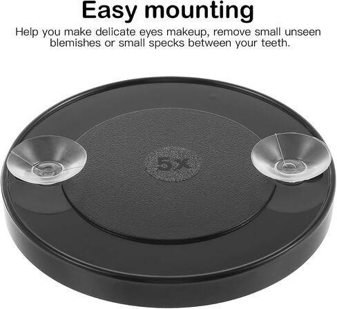 HEALLILY 3.46 Inch 5X Magnifying Mirror with 2 Suction Cups Compact Round Wall-Mounted Makeup Mirror for Bathroom Vanity and Travel Use in Kuwait