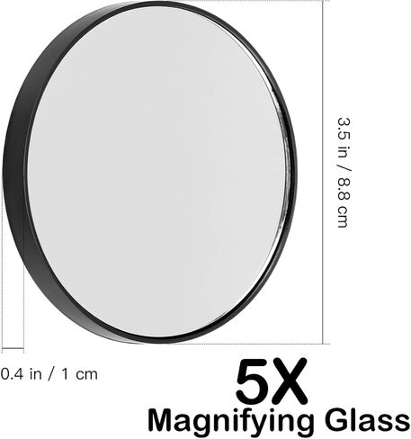 HEALLILY 3.46 Inch 5X Magnifying Mirror with 2 Suction Cups Compact Round Wall-Mounted Makeup Mirror for Bathroom Vanity and Travel Use in Kuwait