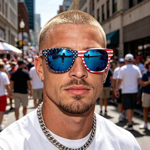 3 Pairs American Flag Sunglasses 4th of July Patriotic Square Sunglasses UV400 Protection USA Flag Sun Glasses for Women Men Independence Day Memorial Day Parade Party Favors in Saudi Arabia
