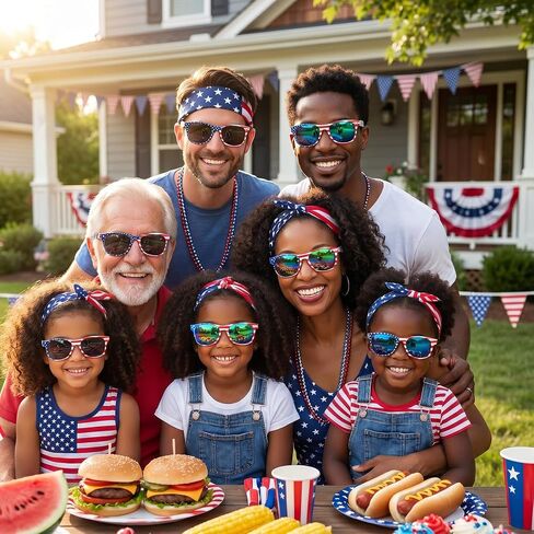 3 Pairs American Flag Sunglasses 4th of July Patriotic Square Sunglasses UV400 Protection USA Flag Sun Glasses for Women Men Independence Day Memorial Day Parade Party Favors in Saudi Arabia
