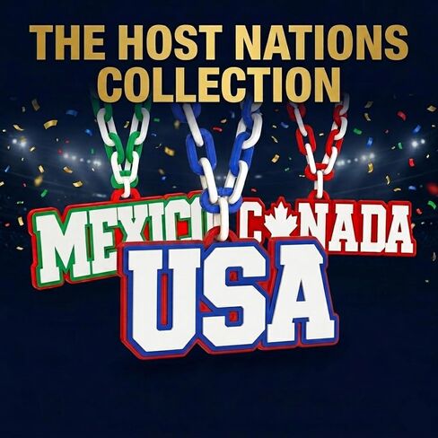 Mexico Soccer Fan Chain Necklace – Oversized Flag Colors Pendant – Large Smooth Link Chain – Lightweight & Comfortable – Great for Game Day & Supporting Your Country in Kuwait