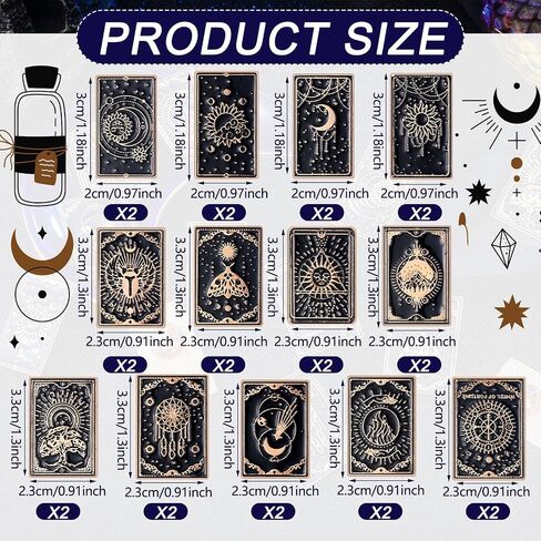 Batiyeer 26 Pcs Tarot Card Enamel Pins Bulk Halloween Cute Enamel Brooch Kit Tarot Card Pins Gothic Divination Brooch Decor Lapel Badge for Bag Backpacks Clothing in Kuwait