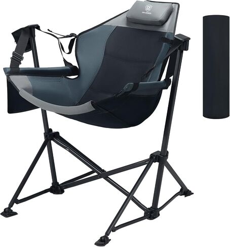 EVER ADVANCED Padded Hammock Camping Chair, Oversized Heavy Duty Swing Chair with Detachable Cup Holder, Portable Folding Rocking Camping Chair, Support Up to 400lbs in Kuwait