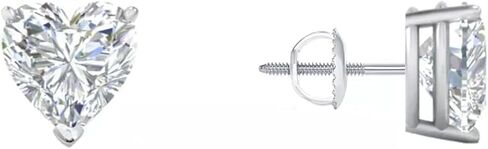1 Ct Heart Shape Lab Grown Diamond Stud Earrings in 14K White Gold | Screw Back, Basket Designer, For Jewelry in Kuwait