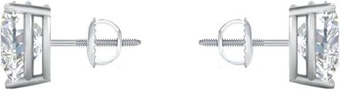 1 Ct Heart Shape Lab Grown Diamond Stud Earrings in 14K White Gold | Screw Back, Basket Designer, For Jewelry in Kuwait