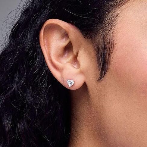 1 Ct Heart Shape Lab Grown Diamond Stud Earrings in 14K White Gold | Screw Back, Basket Designer, For Jewelry in Kuwait