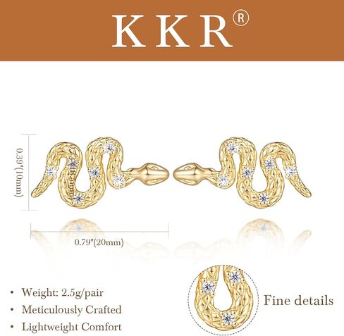 KKR Gold Earrings for Women 14K Gold Studs Earrings for Women Stud Snake Earring for Womens Studs Inspired by the Twisted Elegance of Snakes Stud Earring for Womens in Saudi Arabia