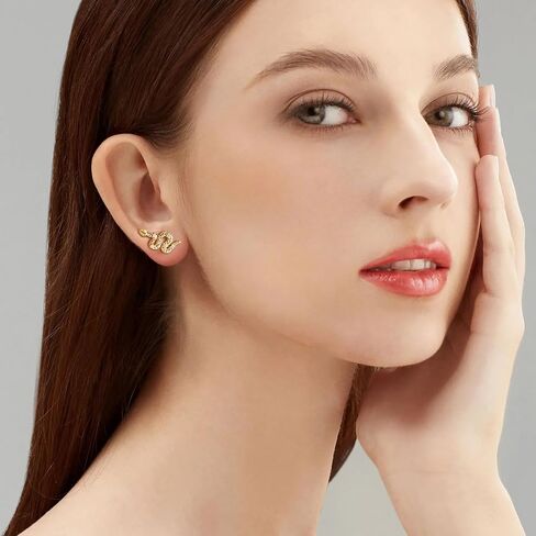KKR Gold Earrings for Women 14K Gold Studs Earrings for Women Stud Snake Earring for Womens Studs Inspired by the Twisted Elegance of Snakes Stud Earring for Womens in Saudi Arabia