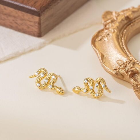 KKR Gold Earrings for Women 14K Gold Studs Earrings for Women Stud Snake Earring for Womens Studs Inspired by the Twisted Elegance of Snakes Stud Earring for Womens in Saudi Arabia