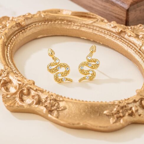 KKR Gold Earrings for Women 14K Gold Studs Earrings for Women Stud Snake Earring for Womens Studs Inspired by the Twisted Elegance of Snakes Stud Earring for Womens in Saudi Arabia