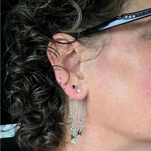 Silver Star Earrings Dangle Earrings for Women Silver Post Rhinestone Stud Fringe Drop Earrings Earring Jackets Casual Daily Wear Gifts in Saudi Arabia