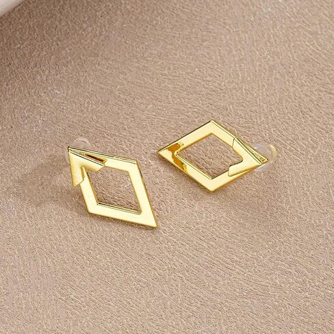 Diamond-Shaped Double-Layer Earrings for Women – Fashionable High-End Simple Design, Elegant & Chic Ladies Stud Earrings in Kuwait