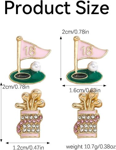 2 Pairs Golf Earrings for Women,Golf Themed Stud Earrings,Golf Lover Gifts,Golf Tournament Gifts,Course Ready Jewelry,Women's Golf Accessories in Saudi Arabia