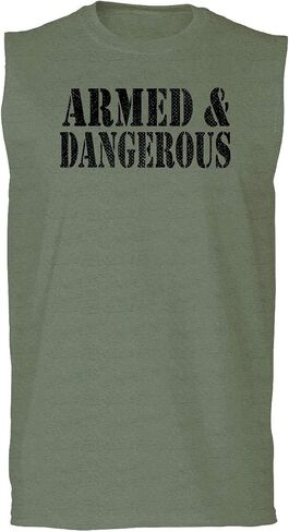 0338. Armed and Dangerous American Patriotic Military Style Men's Muscle Tank Sleeveles t Shirt in Saudi Arabia