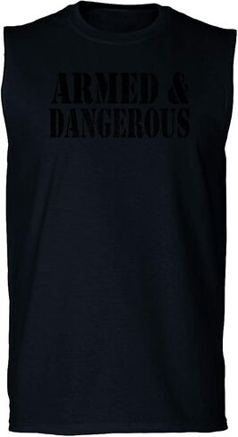 0338. Armed and Dangerous American Patriotic Military Style Men's Muscle Tank Sleeveles t Shirt in Saudi Arabia