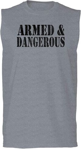 0338. Armed and Dangerous American Patriotic Military Style Men's Muscle Tank Sleeveles t Shirt in Saudi Arabia