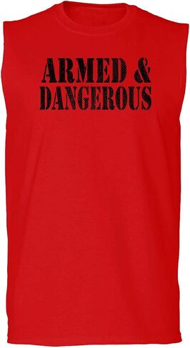 0338. Armed and Dangerous American Patriotic Military Style Men's Muscle Tank Sleeveles t Shirt in Saudi Arabia