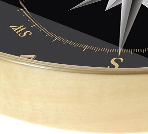12'' Mariner's Compass Wood Round Wall Clock, Silent Non Ticking Battery Operated Analog Wooden Frame Clock Compass Rose Nautical Wind Rose Navigation Wall Clock for Sailor's Gift in Saudi Arabia