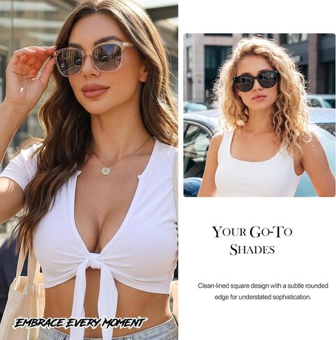 LVIOE Polarized Sunglasses for Women Designer Sun Glasses UV400 Protection Fashion Shades 2PC in Saudi Arabia