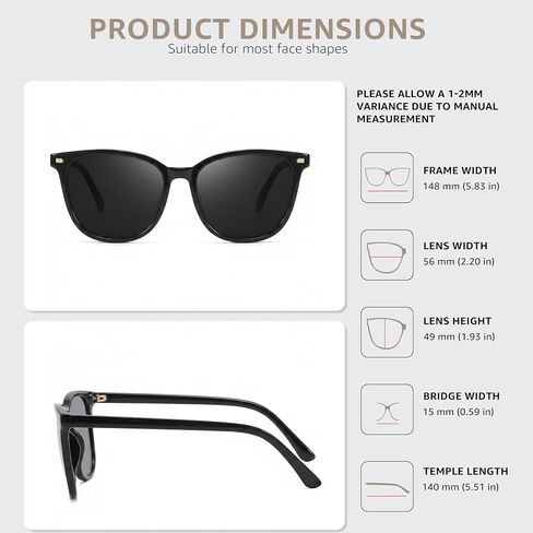 LVIOE Polarized Sunglasses for Women Designer Sun Glasses UV400 Protection Fashion Shades 2PC in Saudi Arabia