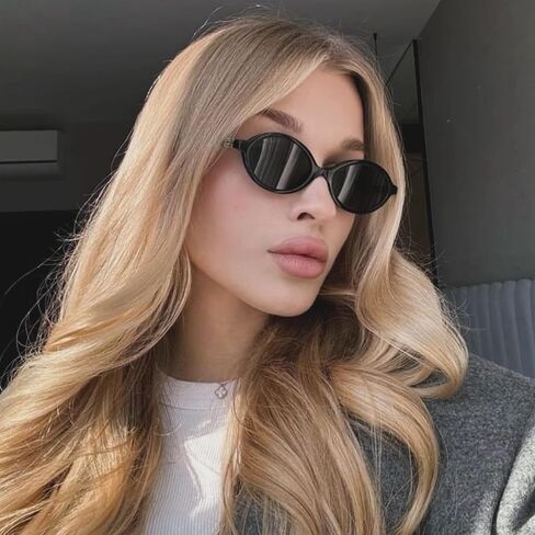 نظارات شمسية بيضاوية كلاسيكية للنساء والرجال بإطار دائري صغير 90s ظلال عتيقة UV400 in Kuwait