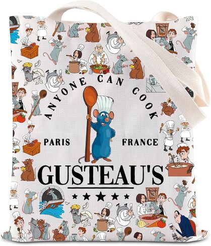 KUIYAI Remy Movie Merchandise Tote Bag Remy Chef Cartoon Character Gift WDW Mouse Cook Gift Anyone Can Cook Gusteau's Canvas Bag (AnyoneCookTS) in Kuwait