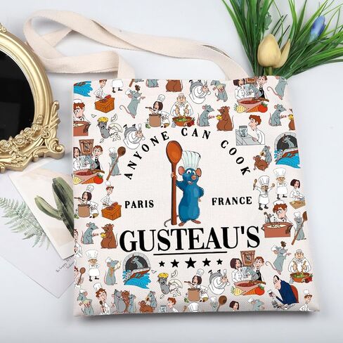 KUIYAI Remy Movie Merchandise Tote Bag Remy Chef Cartoon Character Gift WDW Mouse Cook Gift Anyone Can Cook Gusteau's Canvas Bag (AnyoneCookTS) in Kuwait