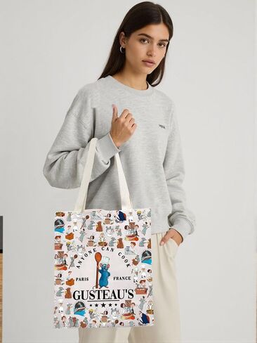 KUIYAI Remy Movie Merchandise Tote Bag Remy Chef Cartoon Character Gift WDW Mouse Cook Gift Anyone Can Cook Gusteau's Canvas Bag (AnyoneCookTS) in Kuwait