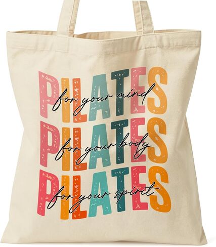 Pilates Canvas Tote Bag for Women Shopping Work Travel with Inner Pocket in Kuwait