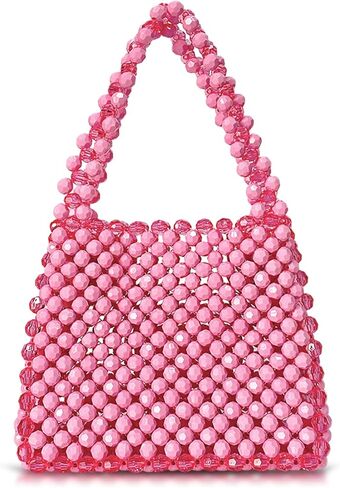 Women Bead Clutch Purse,Evening Bags, Square Shoulder Bag, Handbags for Party Wedding Travel(Pink) in Kuwait