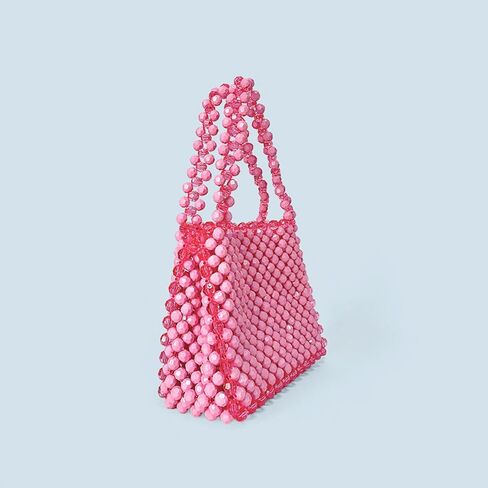 Women Bead Clutch Purse,Evening Bags, Square Shoulder Bag, Handbags for Party Wedding Travel(Pink) in Kuwait