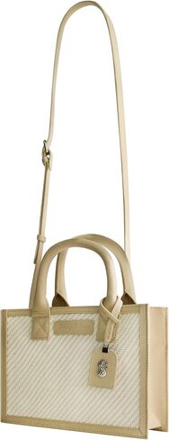 Tommy Bahama Tote Bag, Women's Casual Everyday Shoulder Bag with Soft Woven Design and Adjustable Shoulder Strap, Tan/White in Kuwait