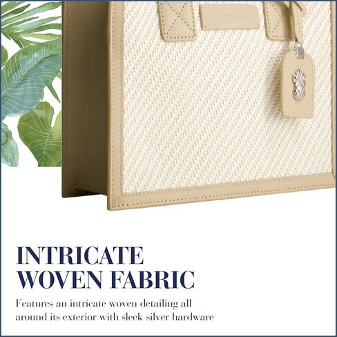 Tommy Bahama Tote Bag, Women's Casual Everyday Shoulder Bag with Soft Woven Design and Adjustable Shoulder Strap, Tan/White in Kuwait