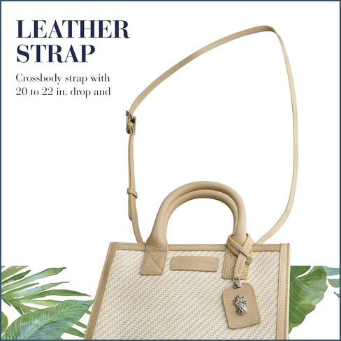 Tommy Bahama Tote Bag, Women's Casual Everyday Shoulder Bag with Soft Woven Design and Adjustable Shoulder Strap, Tan/White in Kuwait