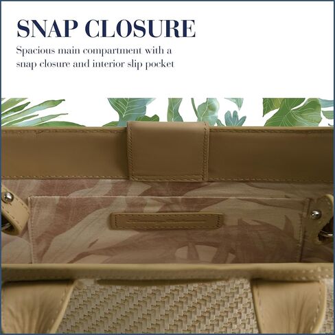 Tommy Bahama Tote Bag, Women's Casual Everyday Shoulder Bag with Soft Woven Design and Adjustable Shoulder Strap, Tan/White in Kuwait